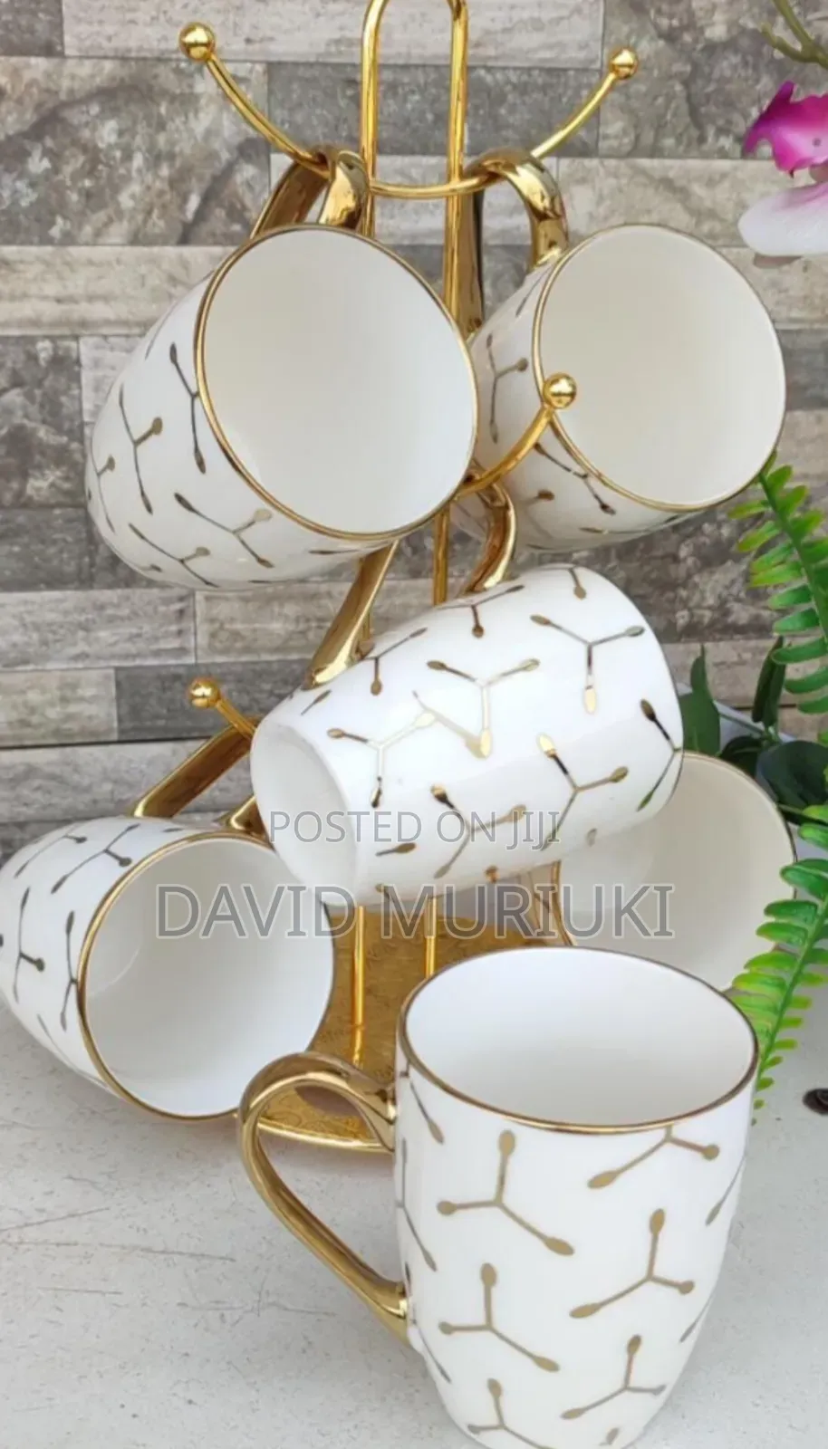 6pcs Classy Mugs With Gold Deco
