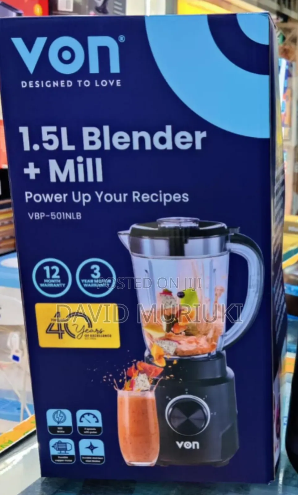 The Powerful Vons 2 in 1 Blender 500w