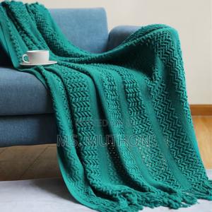 Multiple Colors Knitted Throw Blanket With Tassels. - thumbnail 2