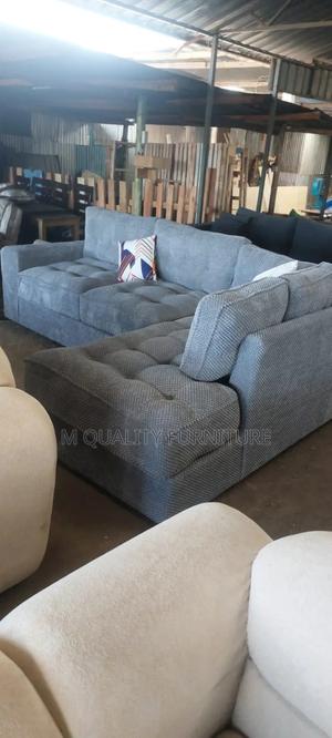 Gray Corner Modernized Bubble Fabric Sofa - main view