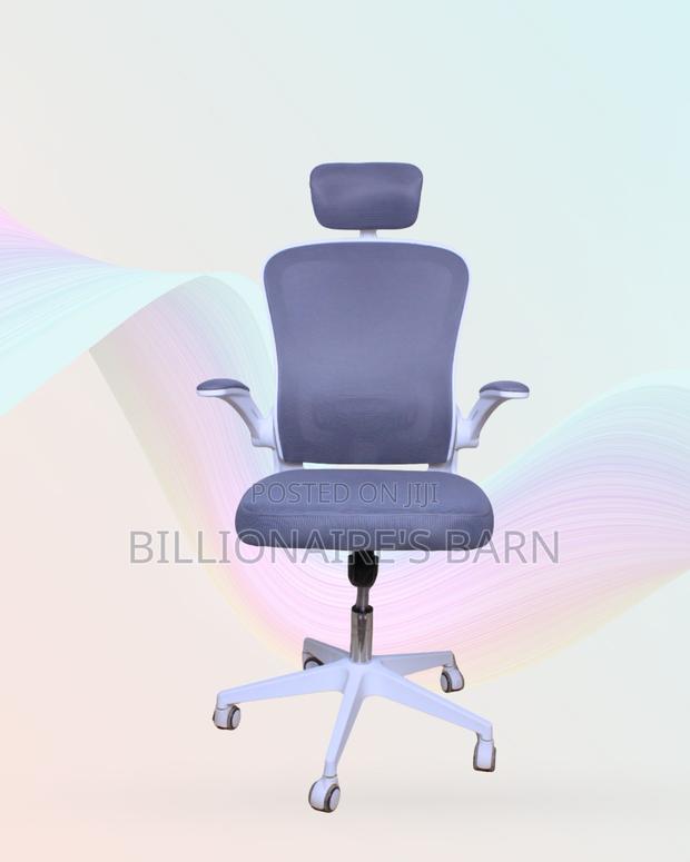 White Ergonomic Mesh Chair | Breathable Support for Long Desk Hours | - thumbnail 4
