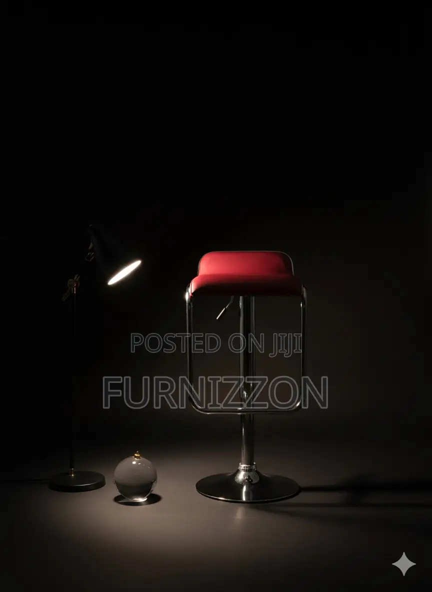 Adjustable Red Cafe Bar Stool With Swivel