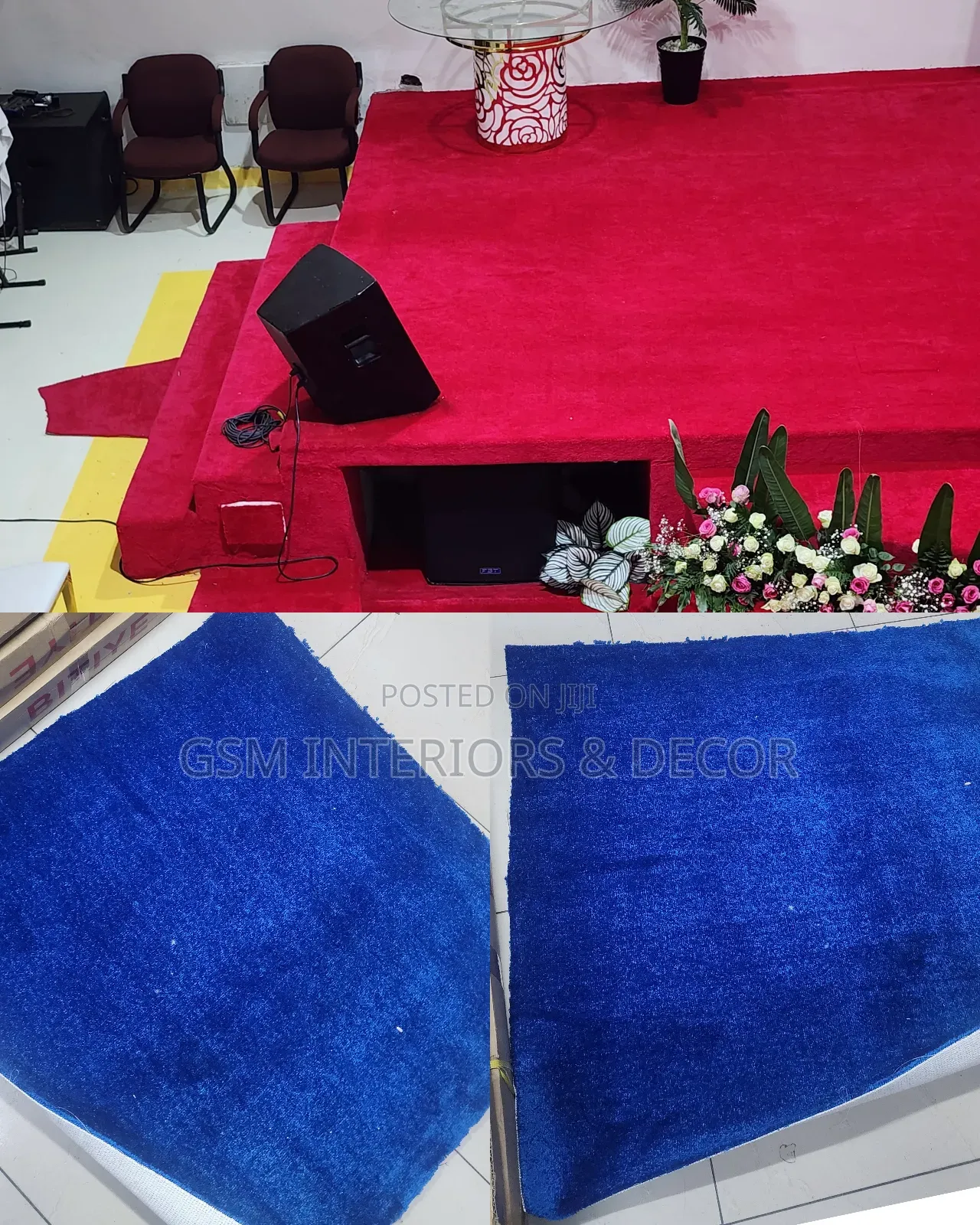 Royal Blue and Blood Red Office Carpets for Fitting