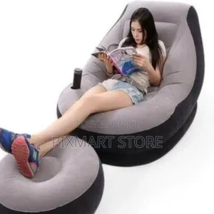 Big Grey Inflatable Seat With Footrest Pump - Amazing Price