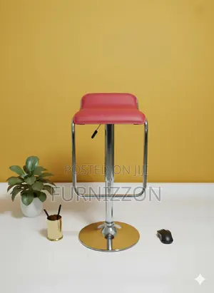 Red Lift Rotating Bar Stool for Cafe Home Use