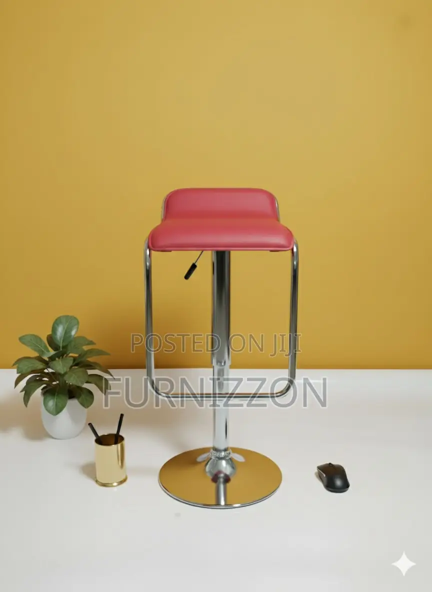 Red Lift Rotating Bar Stool for Cafe Home Use