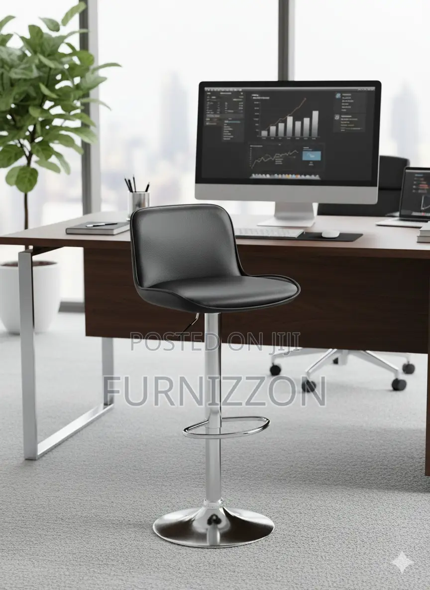 Adjustable Black Plastic Stool With Back Support