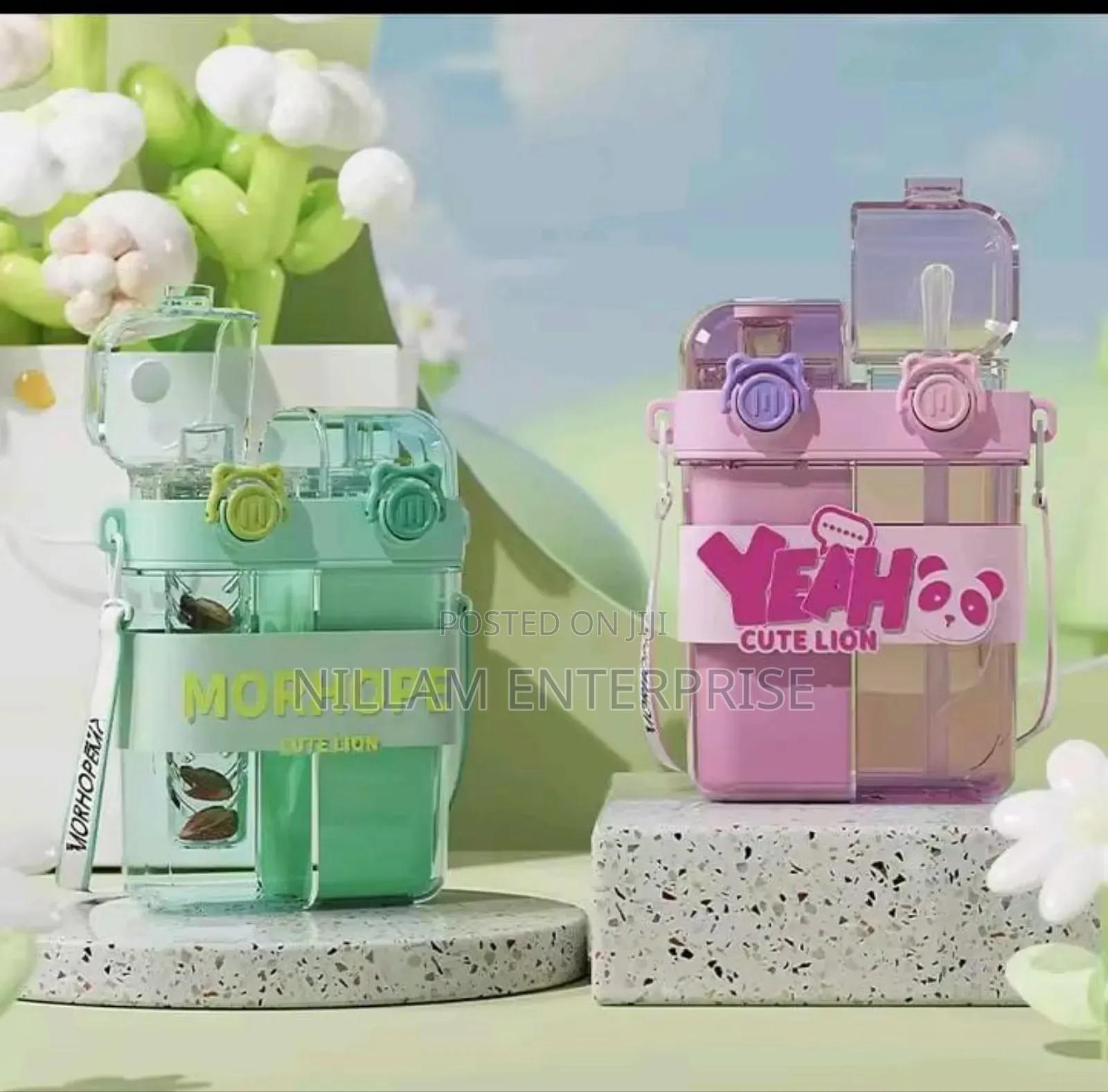 2 in 1 Cartoon Themed Kids Water Bottle
