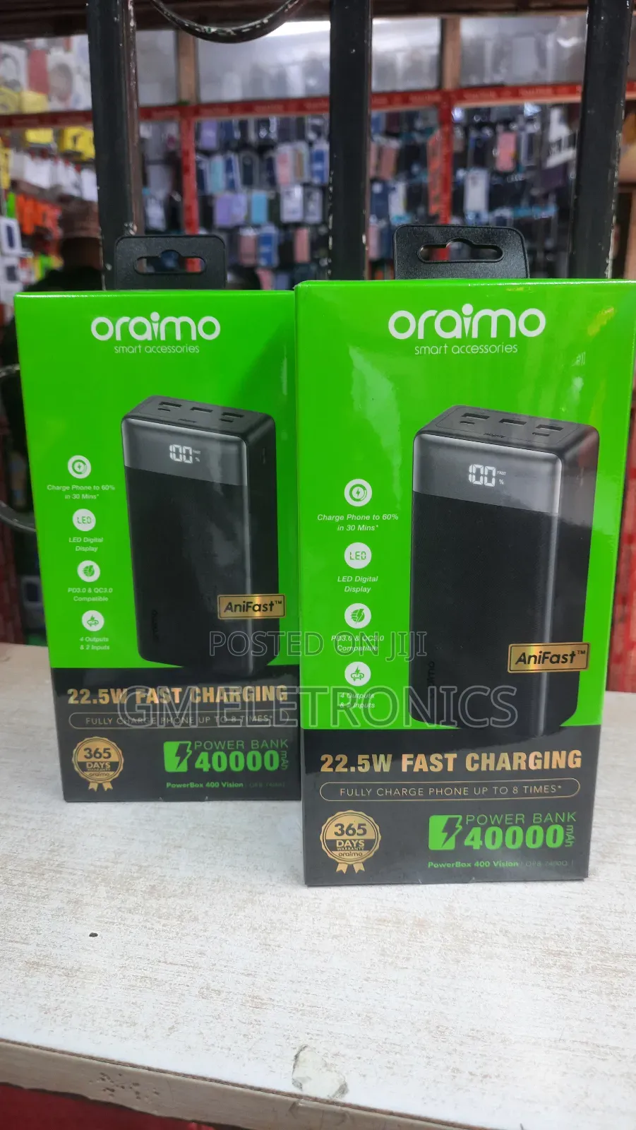 Original Oraimo 40000mah Opb-7400q Portable Power Bank-4 Output.