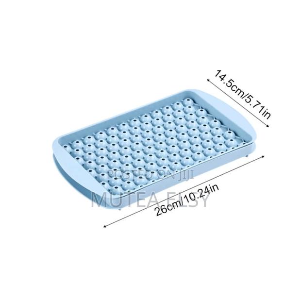 Blue, Yellow Peach 104 Grid Mini Round Ice Cube Tray Mould With Lid - thumbnail 6