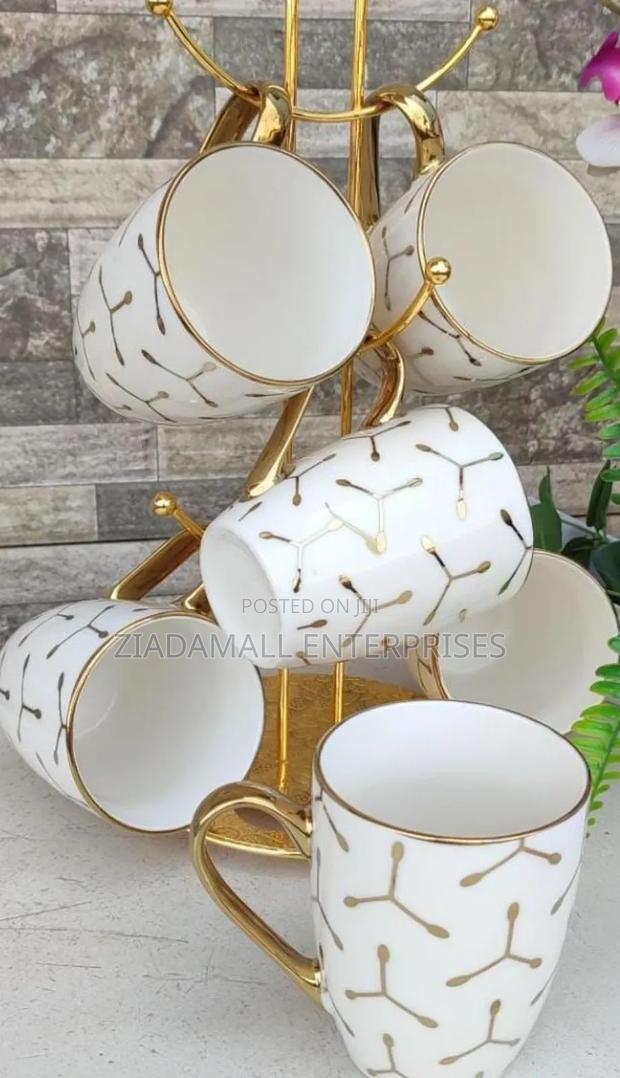 Premium 6pc Mug Set With Gold Decoration - main view