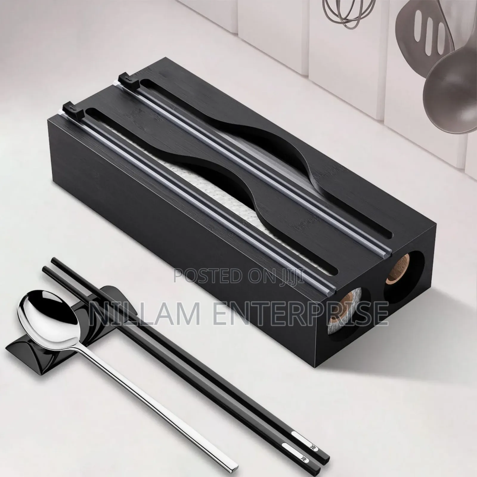 *2in1 Bamboo Wrap Dispenser With Cutter