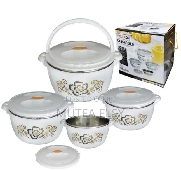 White 4 Pcs Casserole Hotpots - thumbnail 3