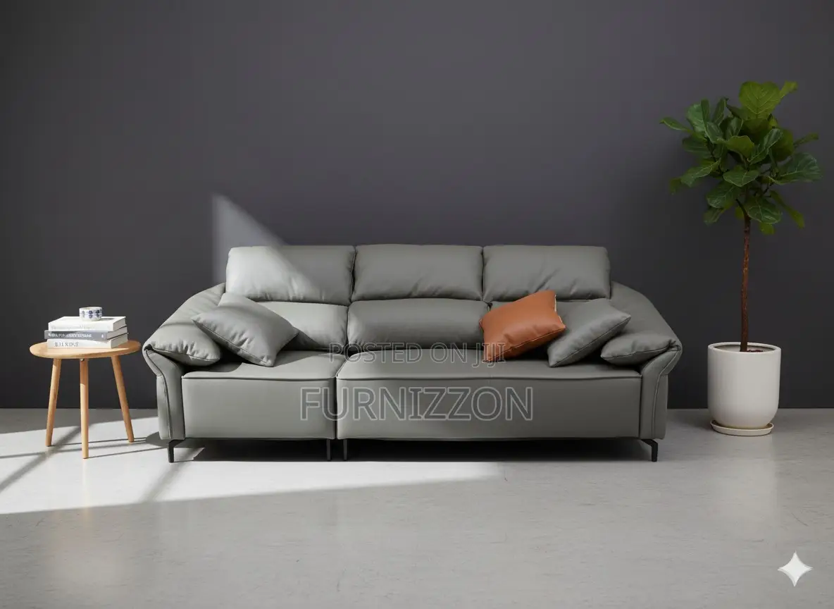 Original Grey Leather 3-Seater Sofa