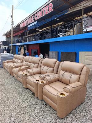 Brown Semi Recliner Sofas With Throw Pillows - main view