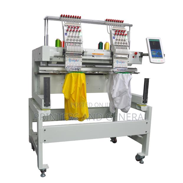 Hot Sale 2 Heads 9 Needles Auto Hat T Shirt Flat Embroidery Machine