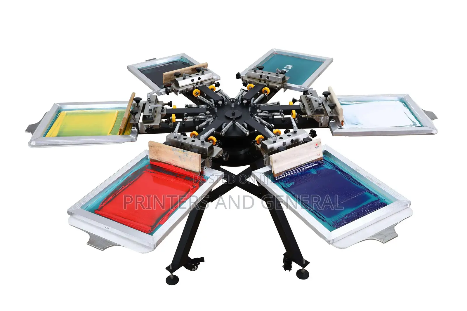 6 Color 6 Station T-Shirts Textile Rotary Screen Printer