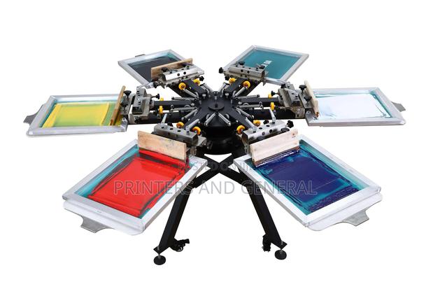 6 Color 6 Station T-Shirts Textile Rotary Screen Printer