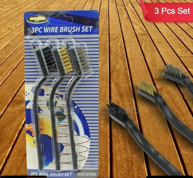 Wire Brush 3pcs Wire Brush Set 7" Small Handy Nylon Steel Scrubbers - thumbnail 3