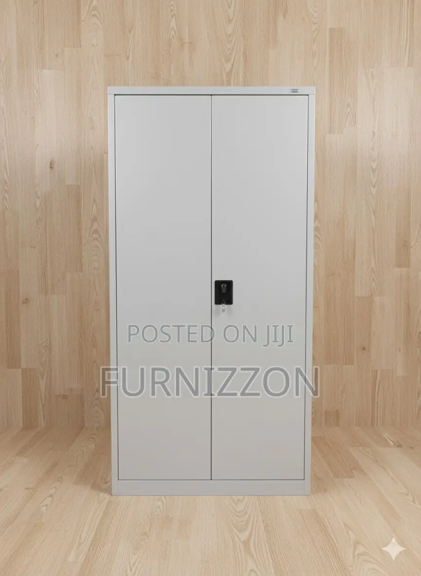 Metallic Two-Door Office Storage Cabinet