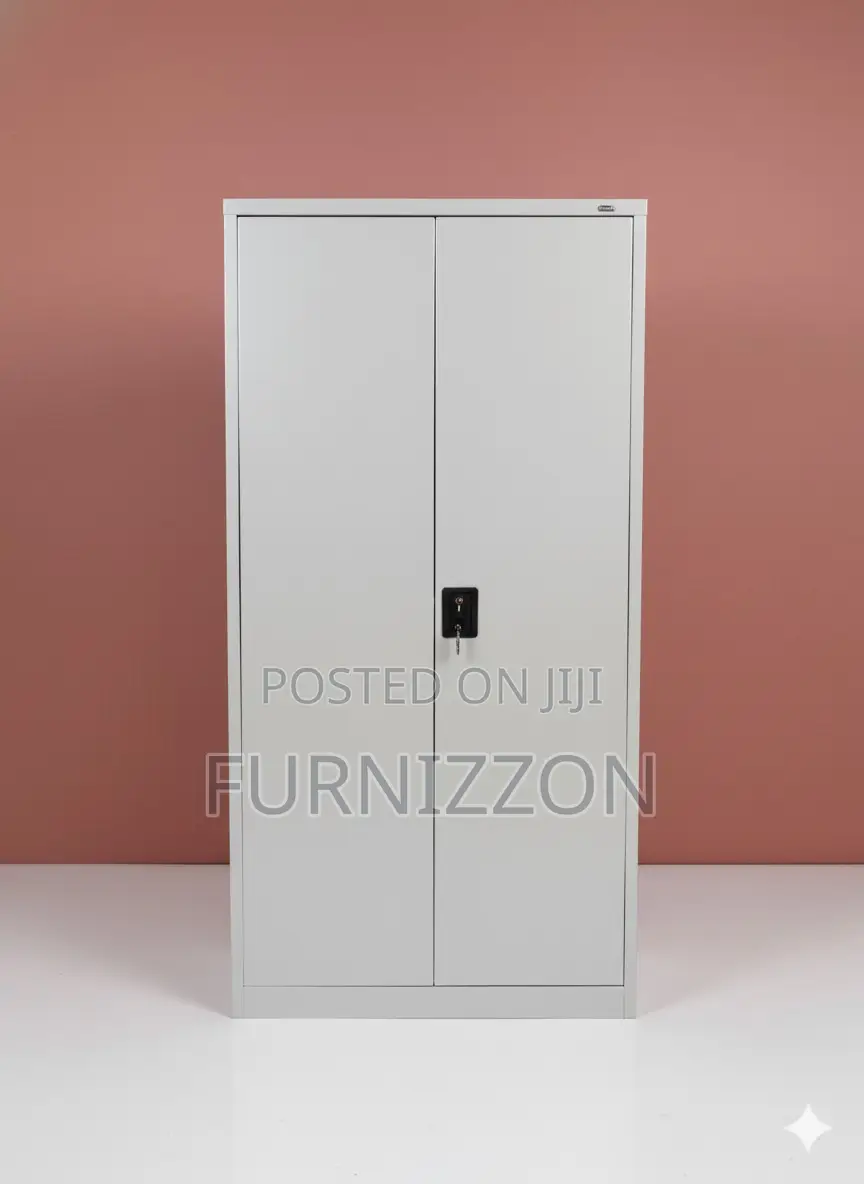 Modern Metallic Two-Door Office Storage Cabinet