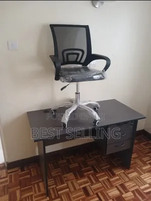 Dark Grey Study Desk and Mesh Chair