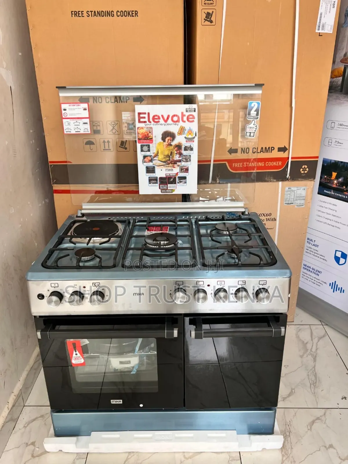 Mika Cooker 60 by 90 4 Gas Jet Burners (1 Wok)+1 Plate Electric Oven