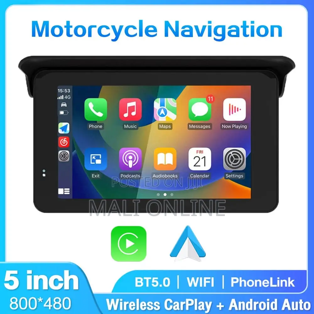 Motorcycle GPS 5" Screen With Wireless Carplay Android Auto