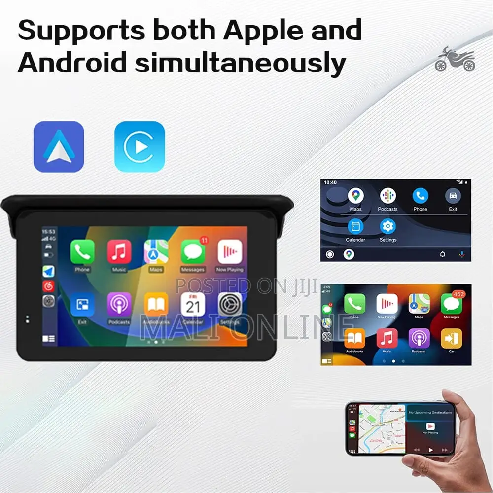 Motorcycle GPS 5" Screen With Wireless Carplay Android Auto