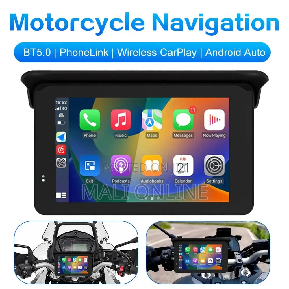 Motorcycle GPS 5" Screen With Wireless Carplay Android Auto