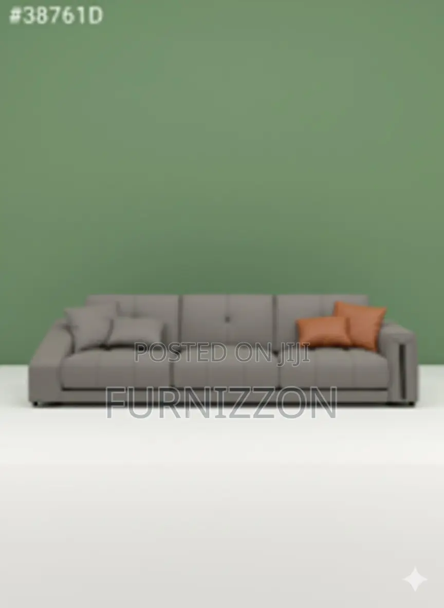 Original Grey Leather 4-Seater Sofa