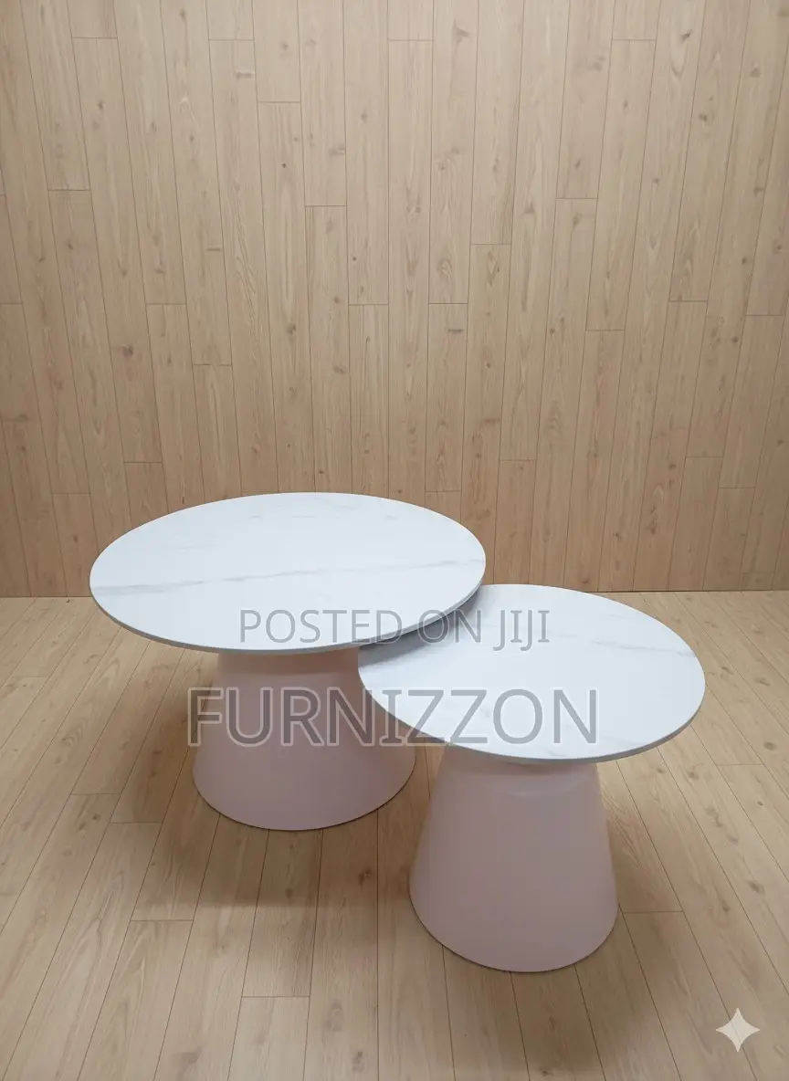 Marble Round Coffee Table Set – 2 Pieces