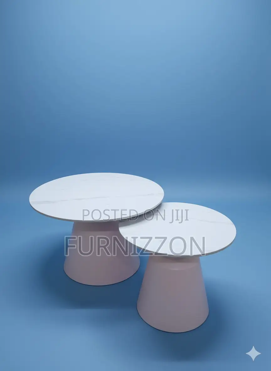 Stylish Marble Top 2-Piece Round Coffee Table
