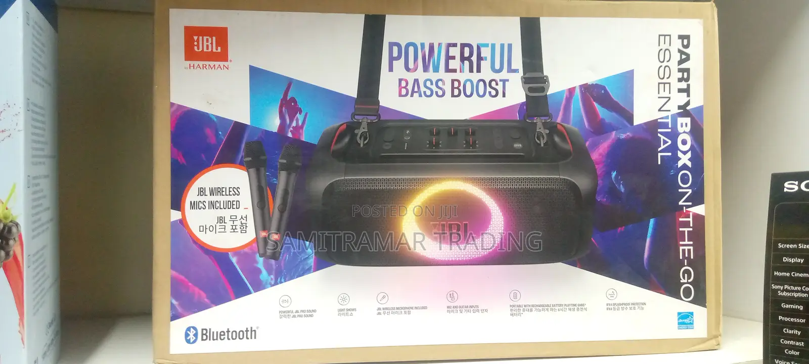 JBL Party Box on the Go Essential Portable Party Speaker With 2 Mics