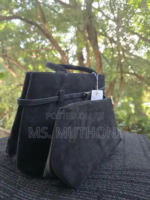 2 in 1 Manu Atelier Le Cambon 40 Tote Bag in Black Suede.