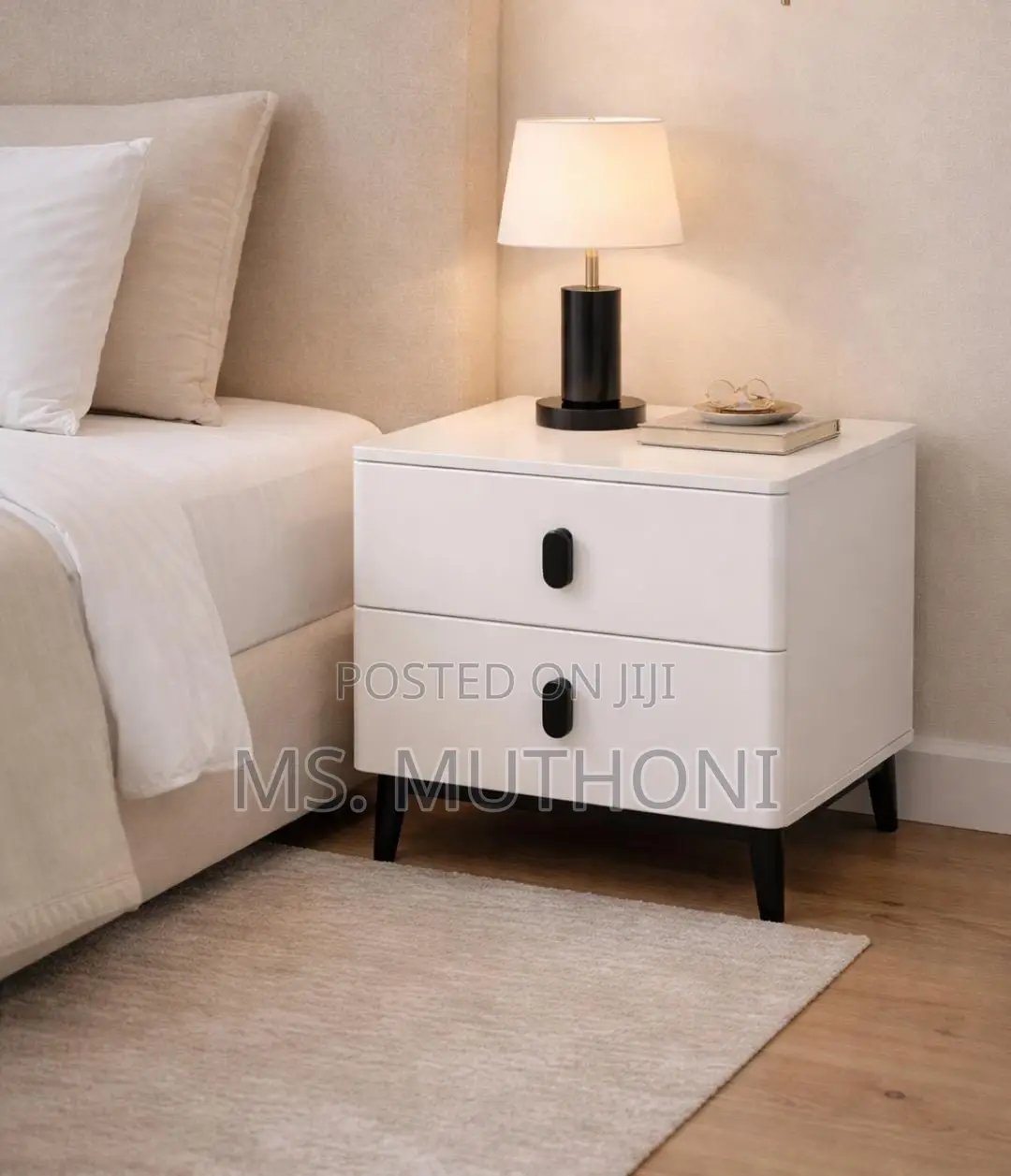 Nordic Luxury Double Drawer Bedside / Nightstand