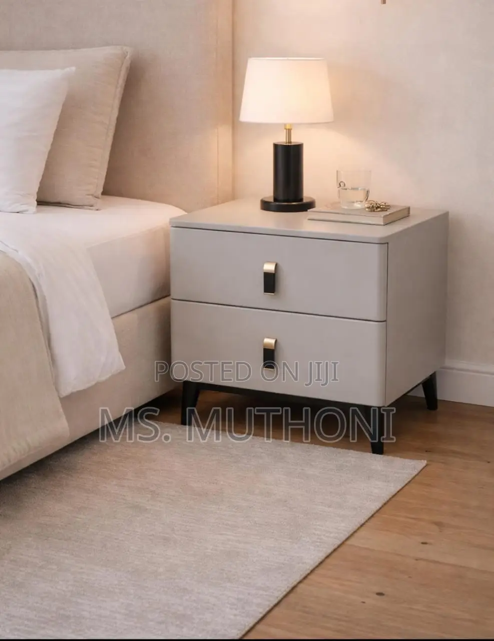 Modern Luxury Nightstand in Light Grey