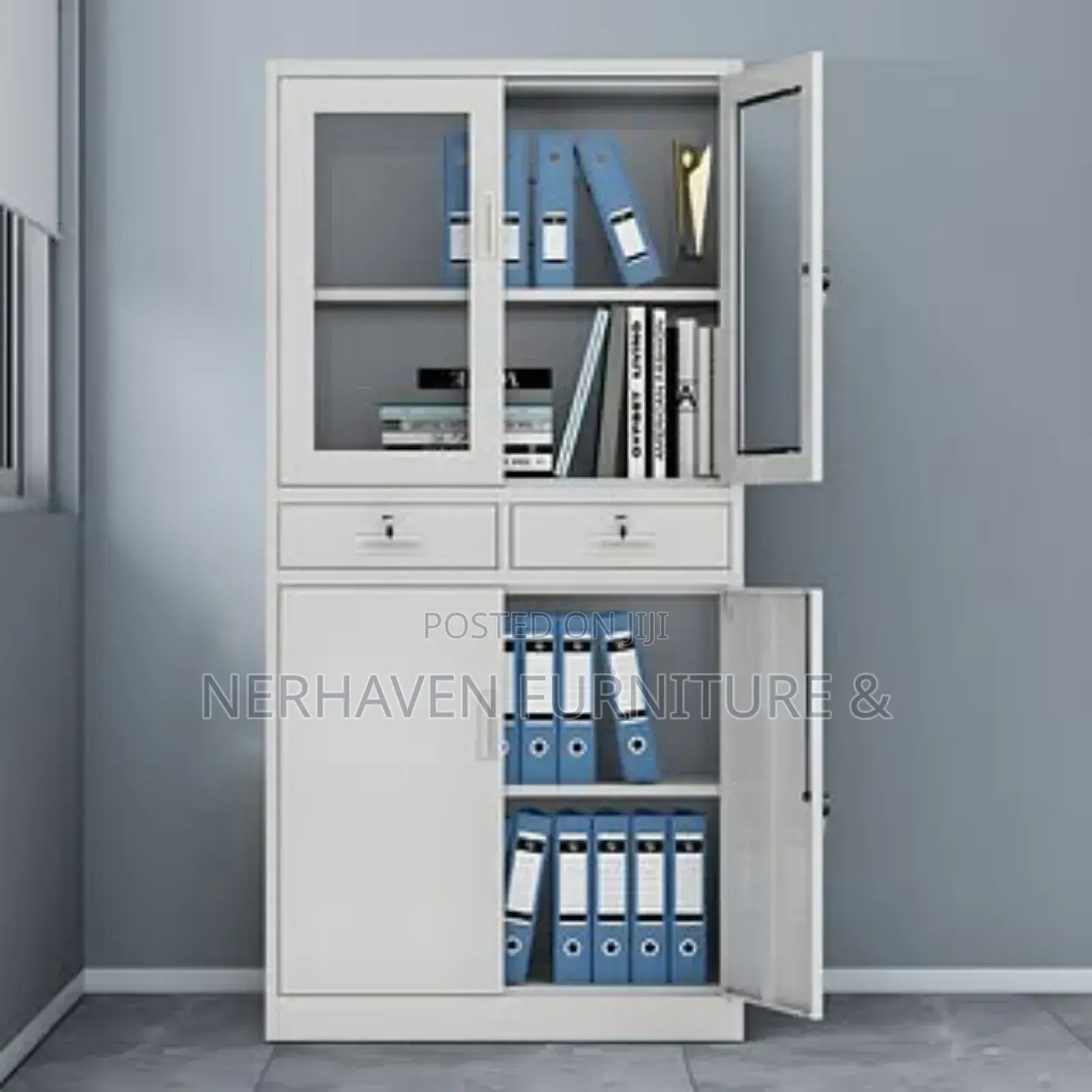 Durable Half Glass Office Cabinet With Shelving