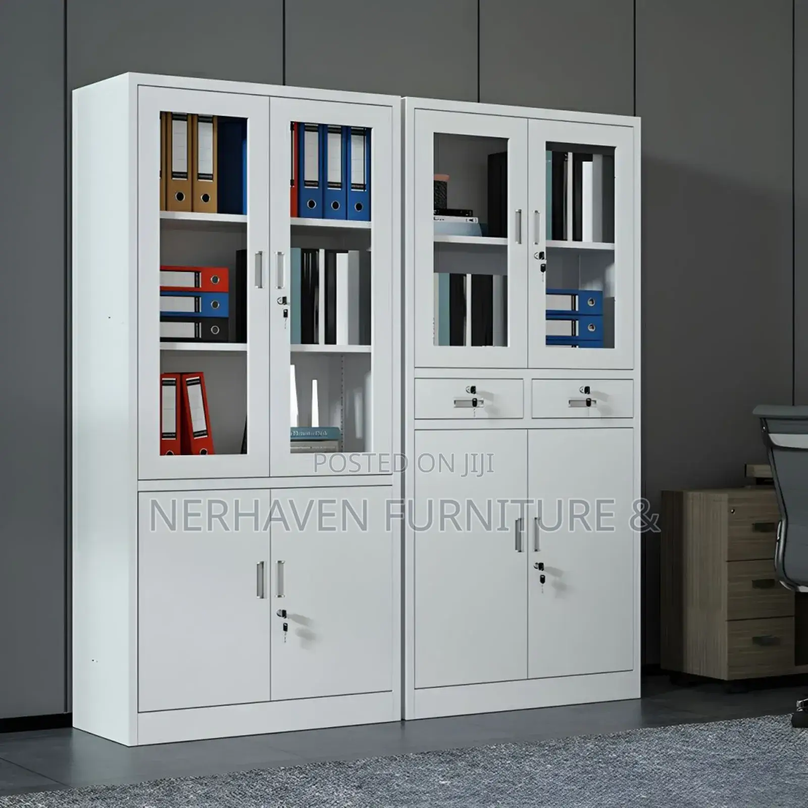 Office Half Glass Cabinet With Clear Display Top