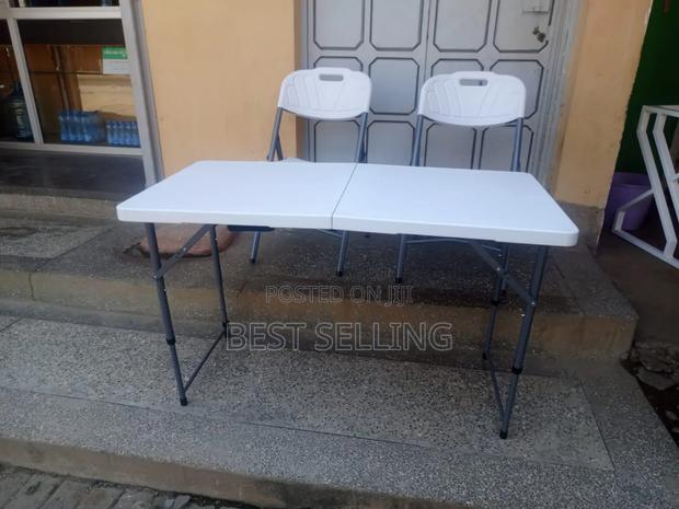 Matched White Folderable Table and Chair