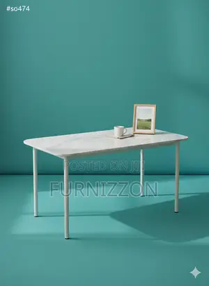 White Marble Dining Table With Metallic Base