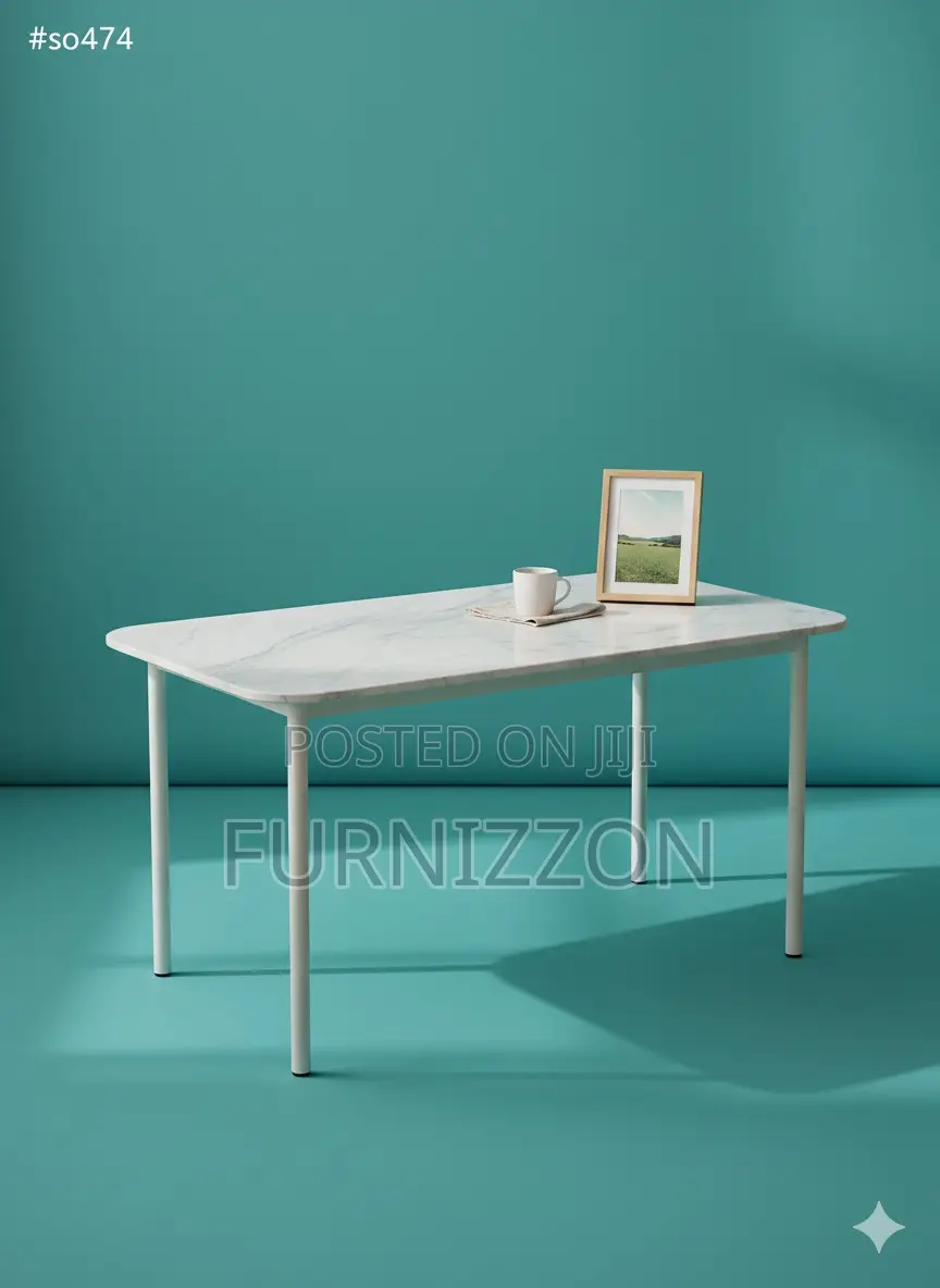 White Marble Dining Table With Metallic Base