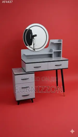 Wooden Dressing Table With Side Storage Cabinet