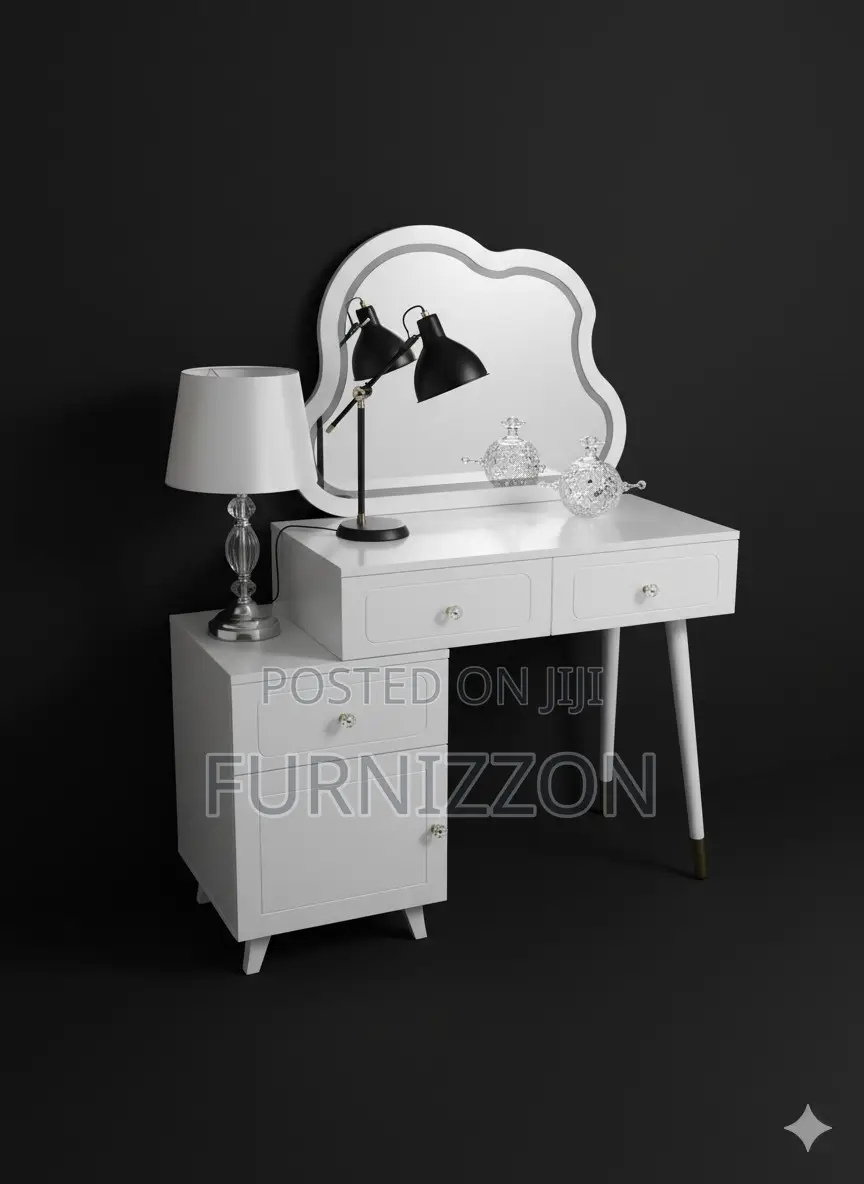 Wooden Bedroom Dressing Table With Side Storage Cabinet