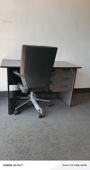 1.2 Mtr Office Gray Desk + Executive Officer Leather Chair