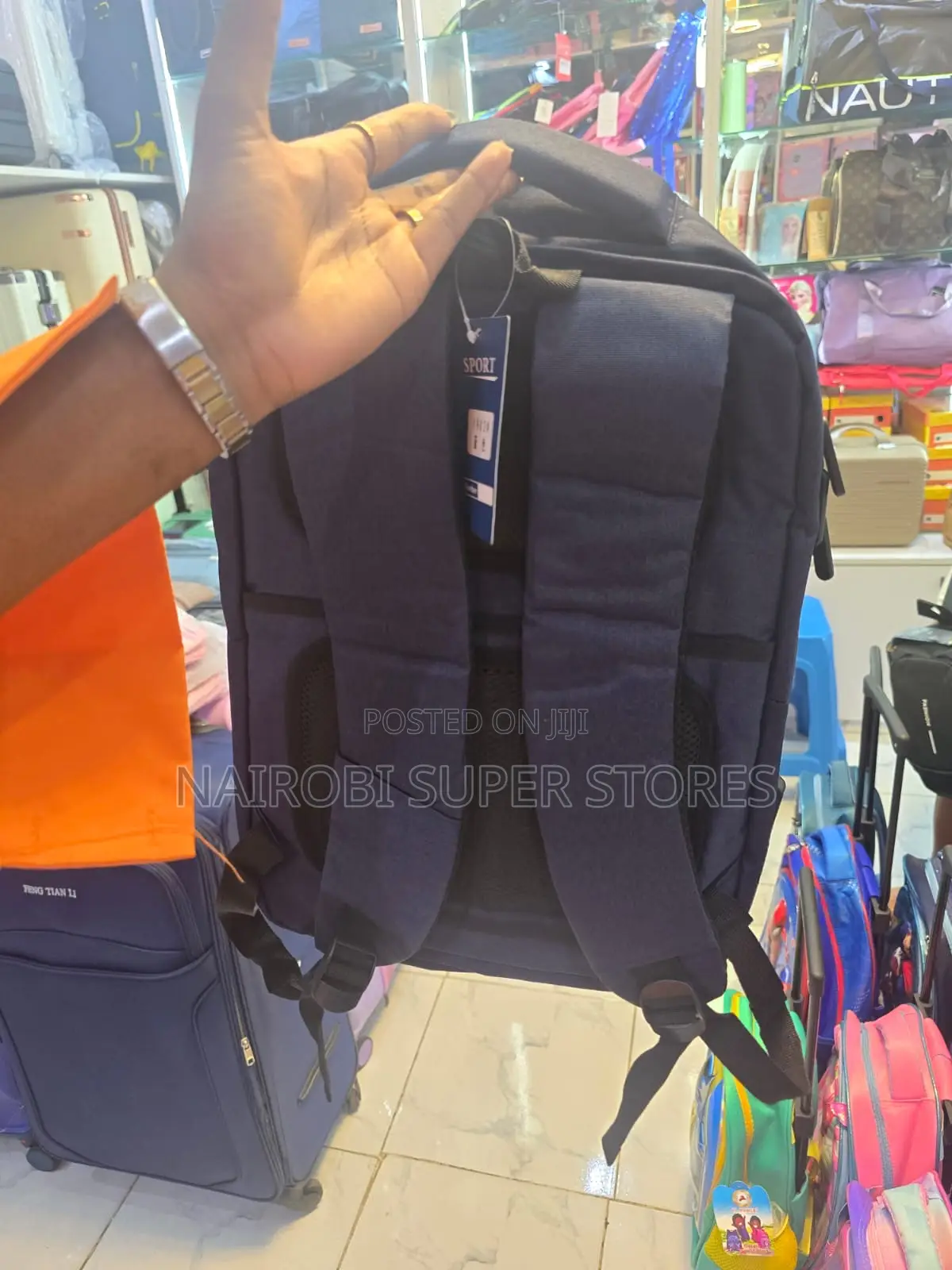 Minimalist Dark Blue Travel Backpack With Dual Front Compartments