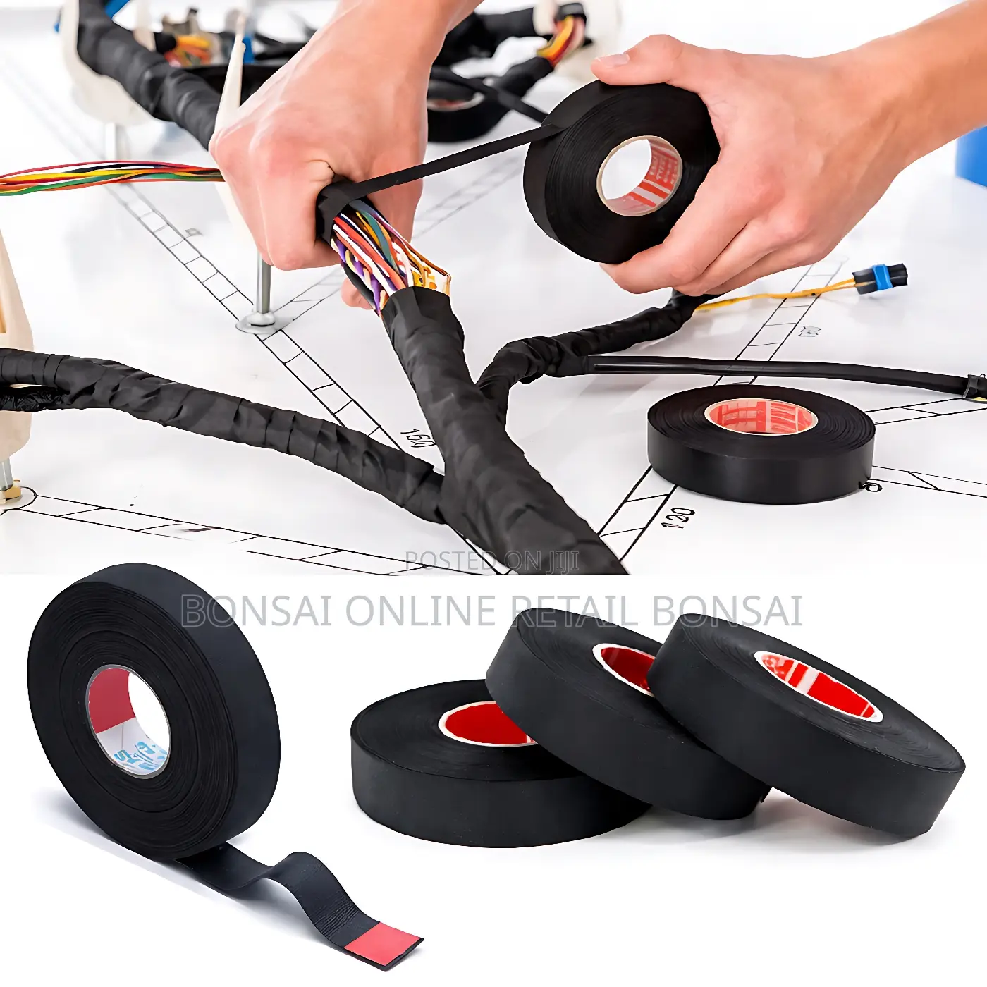 15m Automotive Wire Harness Cloth Tape, Flame Retardant Wrap