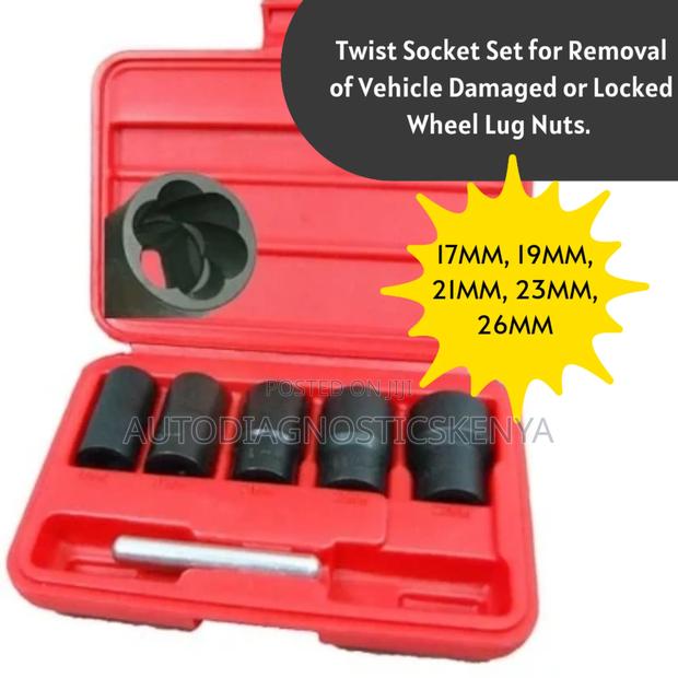 Twist Socket Set for Removal of Vehicle Damaged Locked Wheel Lug Nuts