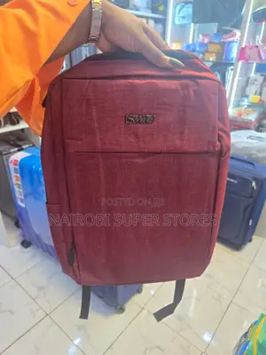 Maroon Minimalist Backpack With Front Pocket