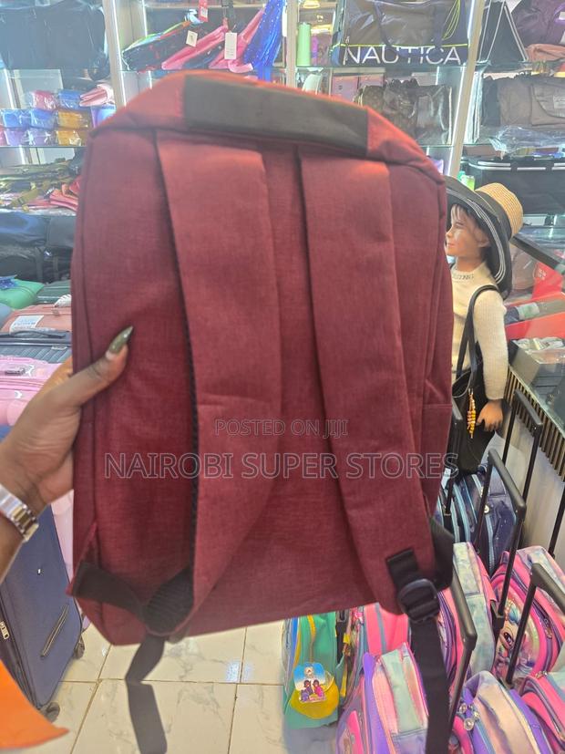 Maroon Minimalist Backpack With Front Pocket - thumbnail 2